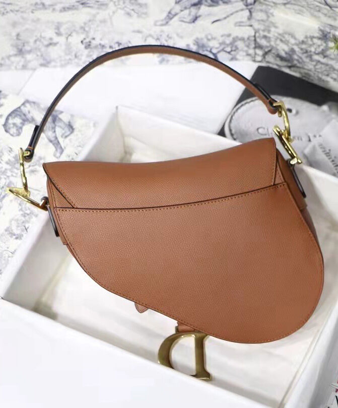 Christian Dior Saddle Bag Leather Coffee